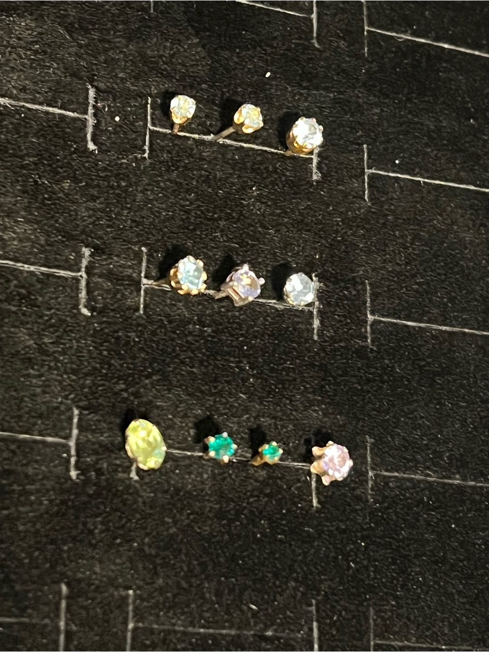 Gold toned Multicolor Cubic Zirconia Single Stud Earring lot of 10 —A7